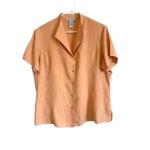 Anna and Frank silk short sleeve button up shirt collar lightweight back tie XL